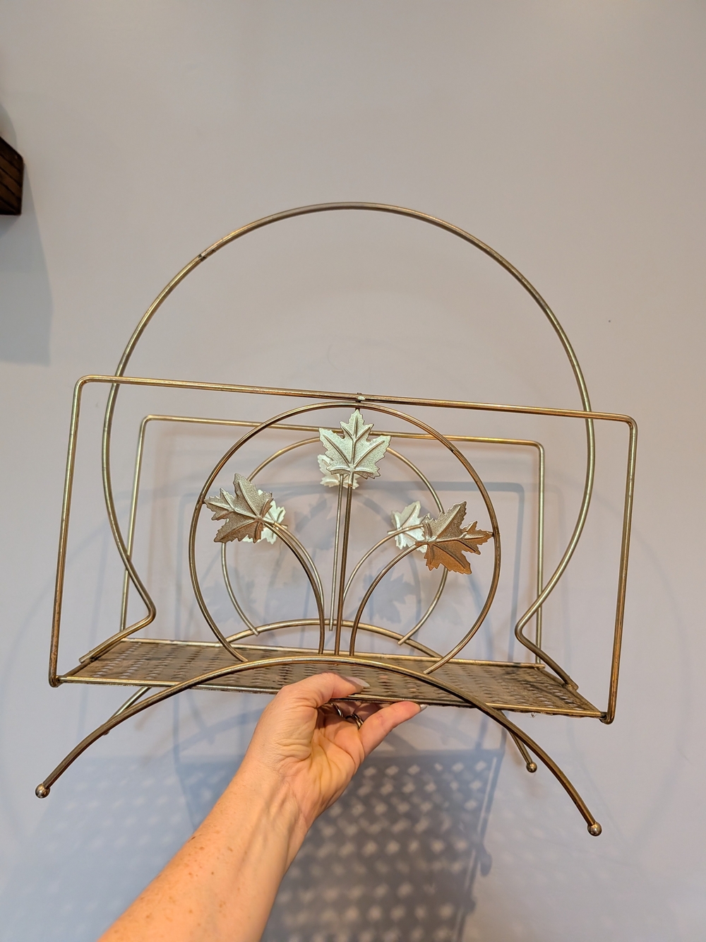 MCM Maple Leaf Gold Metal Magazine Rack